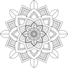 Easy Mandala coloring book simple and basic for beginners, seniors and children. Set of Mehndi flower pattern for Henna drawing and tattoo. Decoration in ethnic oriental, Indian style.