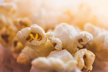 Popcorn with close-up macro shot