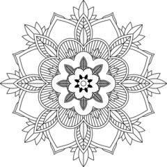Easy Mandala coloring book simple and basic for beginners, seniors and children. Set of Mehndi flower pattern for Henna drawing and tattoo. Decoration in ethnic oriental, Indian style.