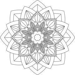 Easy Mandala coloring book simple and basic for beginners, seniors and children. Set of Mehndi flower pattern for Henna drawing and tattoo. Decoration in ethnic oriental, Indian style.