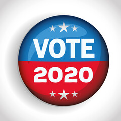 Presidential election usa vote 2020 button with stars vector design