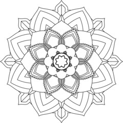 Easy Mandala coloring book simple and basic for beginners, seniors and children. Set of Mehndi flower pattern for Henna drawing and tattoo. Decoration in ethnic oriental, Indian style.