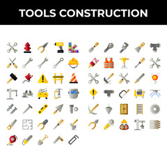 tools construction icon set include wrench,hydrant,pliers,drill,pan tone,screwdriver,wrenches,helmet,hammer,roller,sign,delimiter,cone,vise,compressor,clamp,shield,screw,nail,water pass,shovel,bold