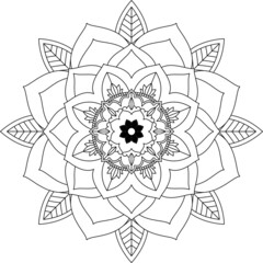 Easy Mandala coloring book simple and basic for beginners, seniors and children. Set of Mehndi flower pattern for Henna drawing and tattoo. Decoration in ethnic oriental, Indian style.