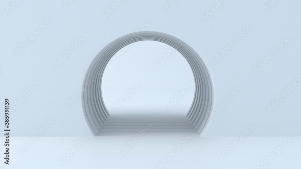 Poster Abstract Empty White Round Background - 3D Illustration