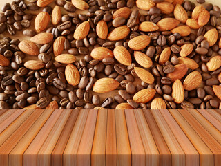 almond and coffee beans background