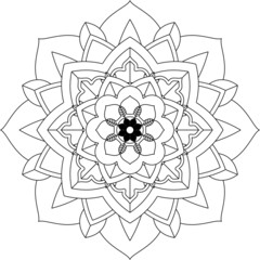 Easy Mandala coloring book simple and basic for beginners, seniors and children. Set of Mehndi flower pattern for Henna drawing and tattoo. Decoration in ethnic oriental, Indian style.