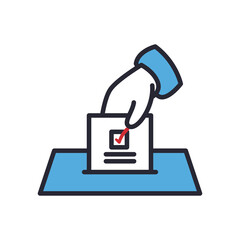 hand holding vote paper line and fill style icon vector design