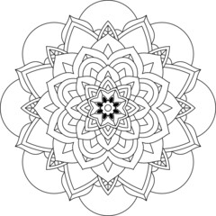Easy Mandala coloring book simple and basic for beginners, seniors and children. Set of Mehndi flower pattern for Henna drawing and tattoo. Decoration in ethnic oriental, Indian style.