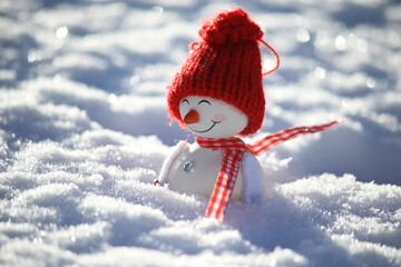 snowman lay in the snow