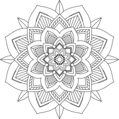 Easy Mandala coloring book simple and basic for beginners, seniors and children. Set of Mehndi flower pattern for Henna drawing and tattoo. Decoration in ethnic oriental, Indian style.