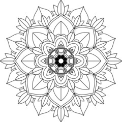Easy Mandala coloring book simple and basic for beginners, seniors and children. Set of Mehndi flower pattern for Henna drawing and tattoo. Decoration in ethnic oriental, Indian style.