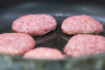 
minced meat cutlets in a pan