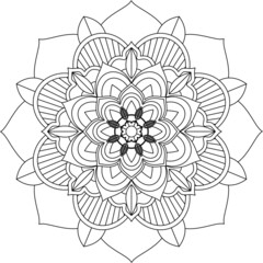 Easy Mandala coloring book simple and basic for beginners, seniors and children. Set of Mehndi flower pattern for Henna drawing and tattoo. Decoration in ethnic oriental, Indian style.