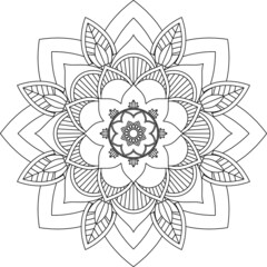 Easy Mandala coloring book simple and basic for beginners, seniors and children. Set of Mehndi flower pattern for Henna drawing and tattoo. Decoration in ethnic oriental, Indian style.