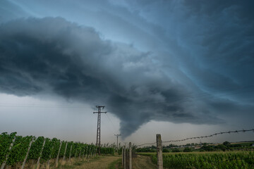 Supercell storm clouds
