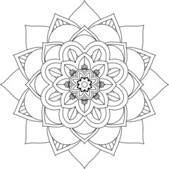 Easy Mandala coloring book simple and basic for beginners, seniors and children. Set of Mehndi flower pattern for Henna drawing and tattoo. Decoration in ethnic oriental, Indian style.