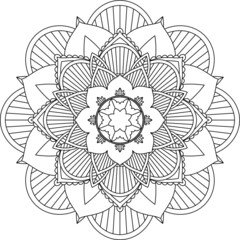 Easy Mandala coloring book simple and basic for beginners, seniors and children. Set of Mehndi flower pattern for Henna drawing and tattoo. Decoration in ethnic oriental, Indian style.