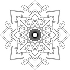 Easy Mandala coloring book simple and basic for beginners, seniors and children. Set of Mehndi flower pattern for Henna drawing and tattoo. Decoration in ethnic oriental, Indian style.