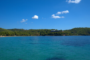 10/10/2020 Greece, Skiathos island, the famous beach Koukounaries , short tourist season, due to COVID-19