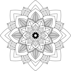Easy Mandala coloring book simple and basic for beginners, seniors and children. Set of Mehndi flower pattern for Henna drawing and tattoo. Decoration in ethnic oriental, Indian style.