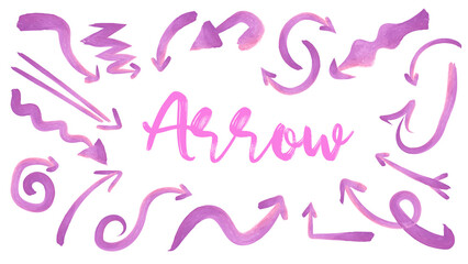 Watercolor arrows with purple collection