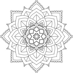 Easy Mandala coloring book simple and basic for beginners, seniors and children. Set of Mehndi flower pattern for Henna drawing and tattoo. Decoration in ethnic oriental, Indian style.
