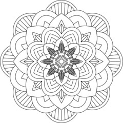 Easy Mandala coloring book simple and basic for beginners, seniors and children. Set of Mehndi flower pattern for Henna drawing and tattoo. Decoration in ethnic oriental, Indian style.