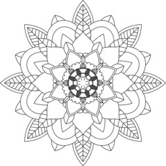 Easy Mandala coloring book simple and basic for beginners, seniors and children. Set of Mehndi flower pattern for Henna drawing and tattoo. Decoration in ethnic oriental, Indian style.