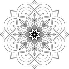 Easy Mandala coloring book simple and basic for beginners, seniors and children. Set of Mehndi flower pattern for Henna drawing and tattoo. Decoration in ethnic oriental, Indian style.