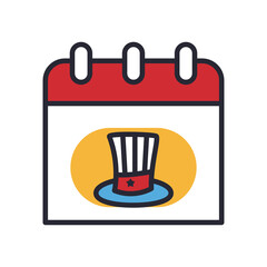usa hat in calendar line and fill style icon vector design