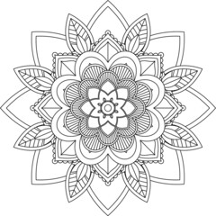 Easy Mandala coloring book simple and basic for beginners, seniors and children. Set of Mehndi flower pattern for Henna drawing and tattoo. Decoration in ethnic oriental, Indian style.