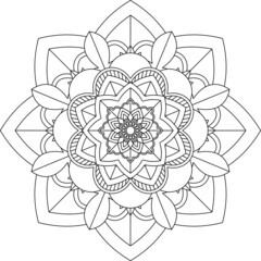 Easy Mandala coloring book simple and basic for beginners, seniors and children. Set of Mehndi flower pattern for Henna drawing and tattoo. Decoration in ethnic oriental, Indian style.