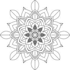 Easy Mandala coloring book simple and basic for beginners, seniors and children. Set of Mehndi flower pattern for Henna drawing and tattoo. Decoration in ethnic oriental, Indian style.