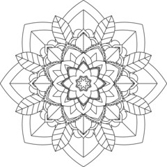 Easy Mandala coloring book simple and basic for beginners, seniors and children. Set of Mehndi flower pattern for Henna drawing and tattoo. Decoration in ethnic oriental, Indian style.