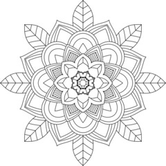 Easy Mandala coloring book simple and basic for beginners, seniors and children. Set of Mehndi flower pattern for Henna drawing and tattoo. Decoration in ethnic oriental, Indian style.