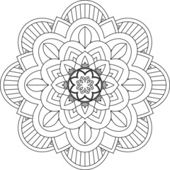 Easy Mandala coloring book simple and basic for beginners, seniors and children. Set of Mehndi flower pattern for Henna drawing and tattoo. Decoration in ethnic oriental, Indian style.