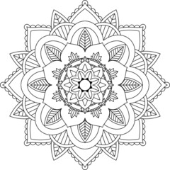 Easy Mandala coloring book simple and basic for beginners, seniors and children. Set of Mehndi flower pattern for Henna drawing and tattoo. Decoration in ethnic oriental, Indian style.
