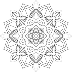 Easy Mandala coloring book simple and basic for beginners, seniors and children. Set of Mehndi flower pattern for Henna drawing and tattoo. Decoration in ethnic oriental, Indian style.