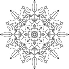 Easy Mandala coloring book simple and basic for beginners, seniors and children. Set of Mehndi flower pattern for Henna drawing and tattoo. Decoration in ethnic oriental, Indian style.