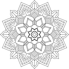 Easy Mandala coloring book simple and basic for beginners, seniors and children. Set of Mehndi flower pattern for Henna drawing and tattoo. Decoration in ethnic oriental, Indian style.