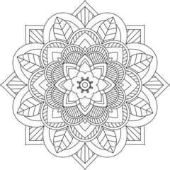 Easy Mandala coloring book simple and basic for beginners, seniors and children. Set of Mehndi flower pattern for Henna drawing and tattoo. Decoration in ethnic oriental, Indian style.