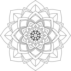 Easy Mandala coloring book simple and basic for beginners, seniors and children. Set of Mehndi flower pattern for Henna drawing and tattoo. Decoration in ethnic oriental, Indian style.