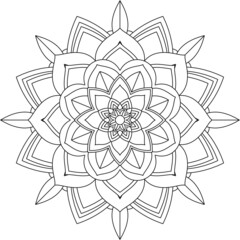 Easy Mandala coloring book simple and basic for beginners, seniors and children. Set of Mehndi flower pattern for Henna drawing and tattoo. Decoration in ethnic oriental, Indian style.