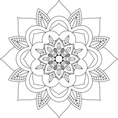 Easy Mandala coloring book simple and basic for beginners, seniors and children. Set of Mehndi flower pattern for Henna drawing and tattoo. Decoration in ethnic oriental, Indian style.