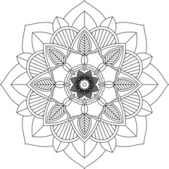 Easy Mandala coloring book simple and basic for beginners, seniors and children. Set of Mehndi flower pattern for Henna drawing and tattoo. Decoration in ethnic oriental, Indian style.