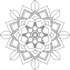 Easy Mandala coloring book simple and basic for beginners, seniors and children. Set of Mehndi flower pattern for Henna drawing and tattoo. Decoration in ethnic oriental, Indian style.