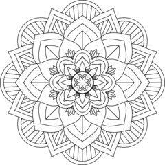 Easy Mandala coloring book simple and basic for beginners, seniors and children. Set of Mehndi flower pattern for Henna drawing and tattoo. Decoration in ethnic oriental, Indian style.