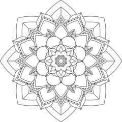 Easy Mandala coloring book simple and basic for beginners, seniors and children. Set of Mehndi flower pattern for Henna drawing and tattoo. Decoration in ethnic oriental, Indian style.