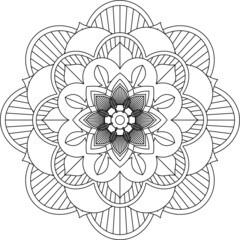 Easy Mandala coloring book simple and basic for beginners, seniors and children. Set of Mehndi flower pattern for Henna drawing and tattoo. Decoration in ethnic oriental, Indian style.